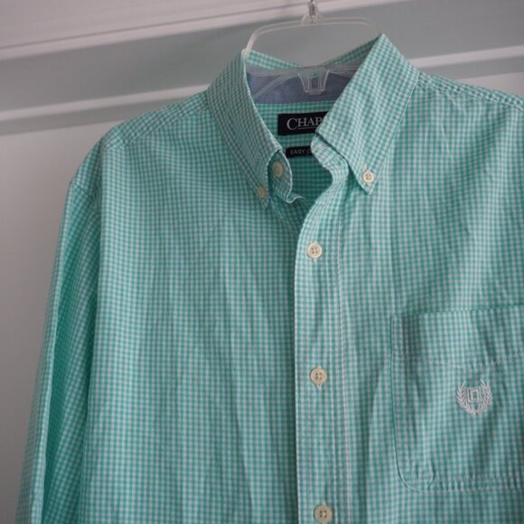 Chaps Mint Green Casual Button Down Long Sleeve Shirt Size Small w/front pocket - Picture 3 of 7